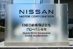 Nissan Motor Global Headquarters signboard and logo
